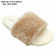 Fashionable Lady Fur Fox Fur Slide Slippers Sandals